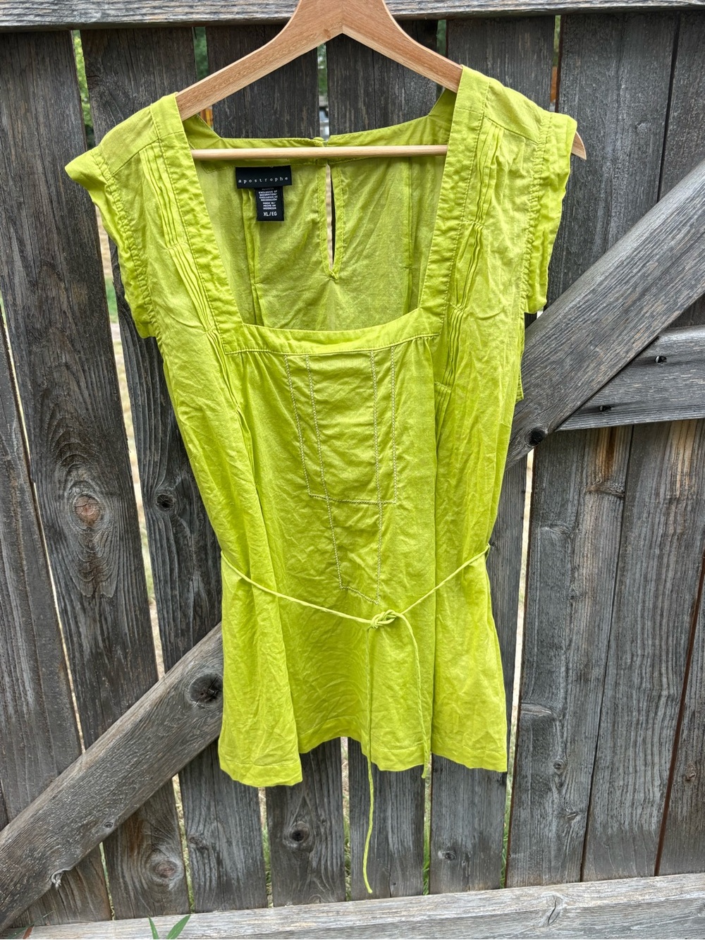 Apostrophe Lime Green Pintuck Sleeveless Tunic 100% cotton